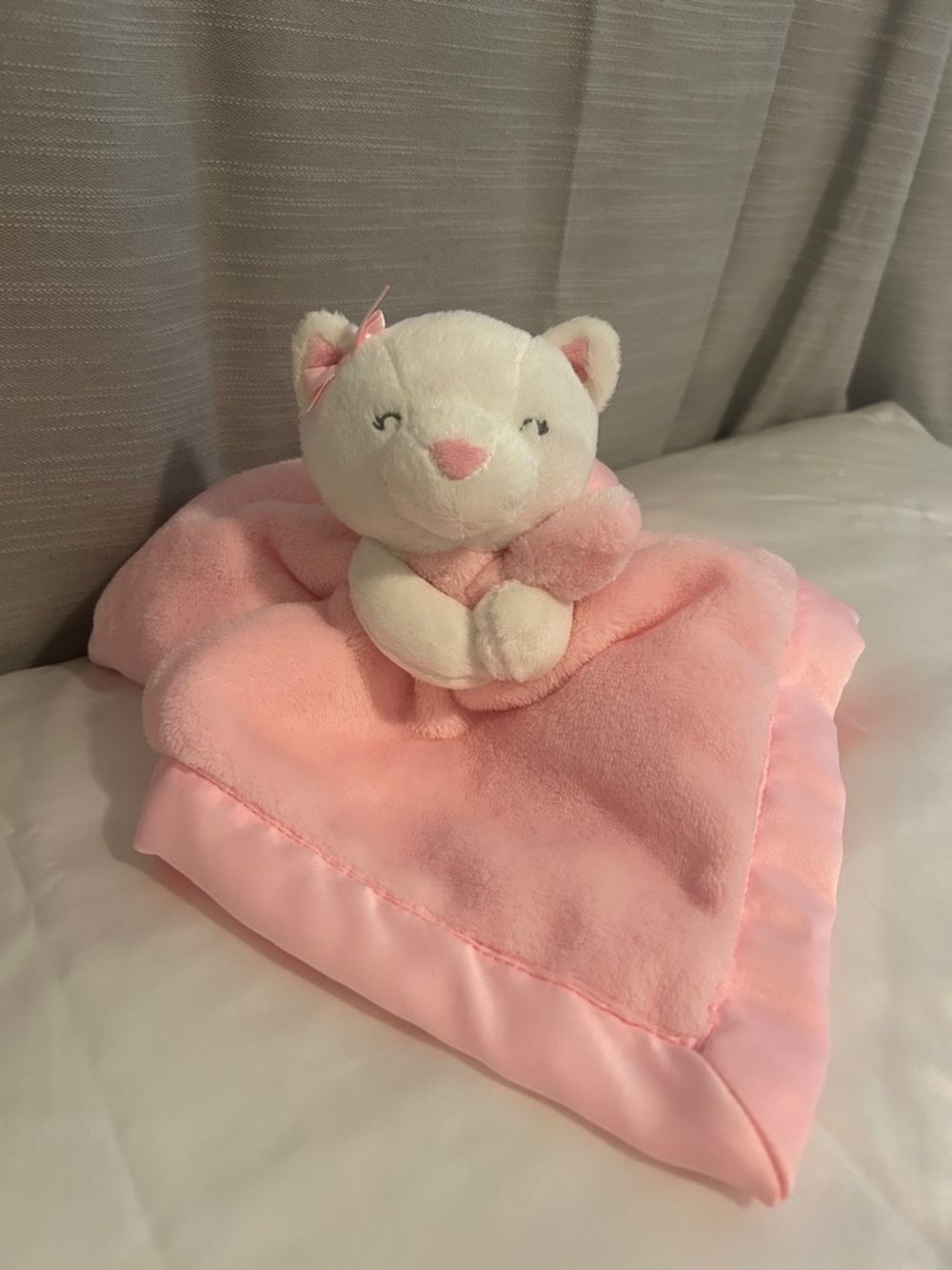 Carter’s Lovey Cat Security Blanket PINK SATINY TRIM soft plush kitten kitty Toy